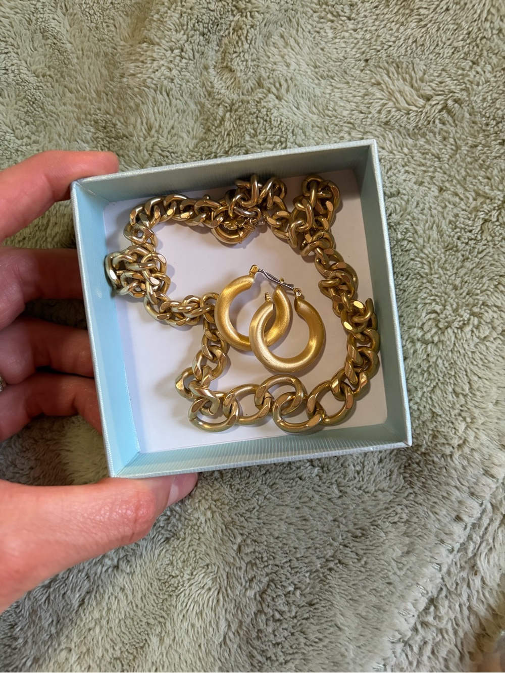Lucky Brand Gold-Tone Chunky Chain Necklace with Hoop Earrings